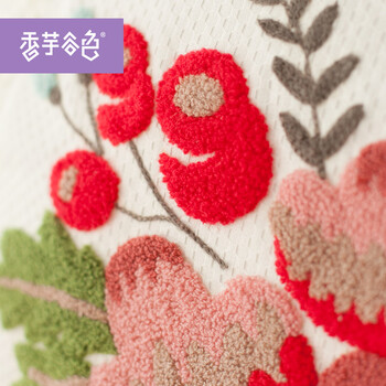 香芋谷色 新款风扇防尘罩 香芋谷色鲁绣落地扇罩子 田园布艺电风扇罩 白色风扇罩48*48cm