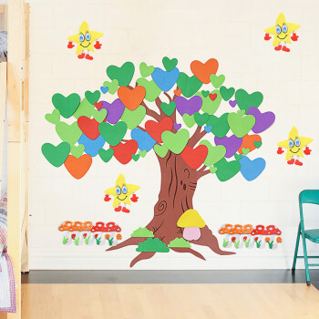 墙贴画贴纸小学幼儿园班级教室文化墙布置装饰品黑板报许愿树 爱心树