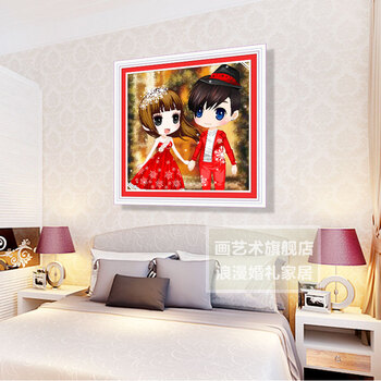 画艺术 钻石画新款满钻钻石绣婚庆情侣5D魔方圆钻3D十字绣精准印花贴钻画人物卧室挂画 浪漫婚礼满钻版48*48cm
