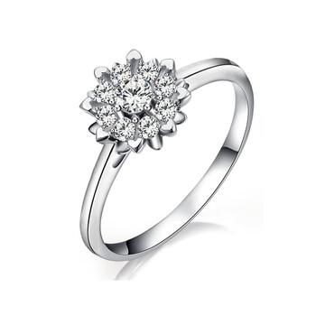 Doido爱度钻石 18K白金2.5克拉效果钻石女戒