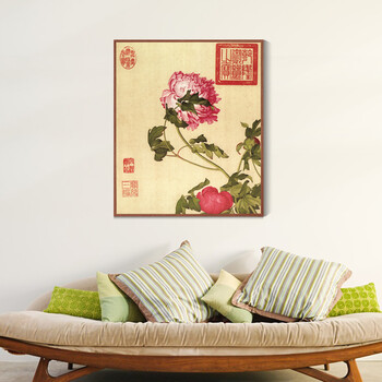
                                        凝美 现代中式客厅装饰画 中国名家郎世宁画 实木有框画 沙发背景墙挂画餐厅画花鸟 郎世宁花鸟三联组合 30*40cm实木有框画35mm厚                