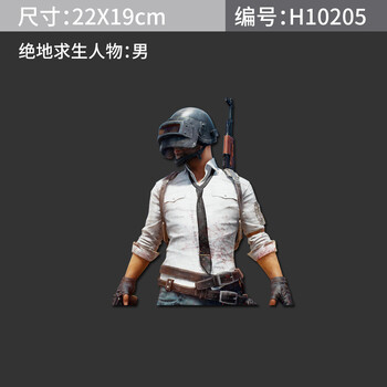 游戏车贴大吉大利今晚吃鸡贴纸搞笑车身贴后窗贴 绝地求生人物男22cm