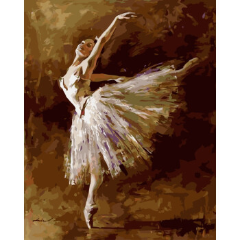 手绘数字油彩画客厅大幅抽象风景人物减压填色装饰画 褐色 芭蕾舞者2