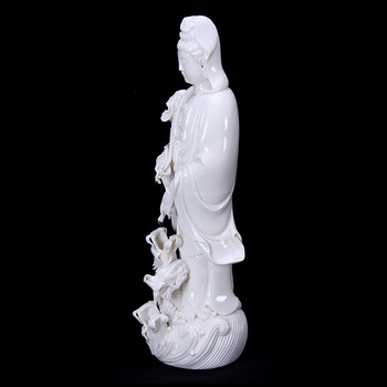 
                                        茗丰堂 15寸滴水观音菩萨佛像 供奉德化陶瓷 观世音菩萨三龙镇宅摆件                