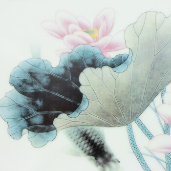 
                                                            欢畅现代中式客厅装饰画挂画摆件景德镇陶瓷连年有余瓷板画                