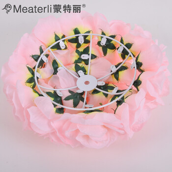 蒙特丽浪漫温馨布艺灯饰灯具6095 粉红色玫瑰花客厅台灯 卧室台灯装饰灯(B) 6095