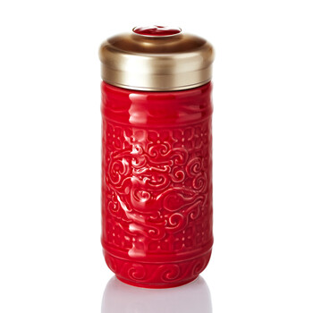 
                                        乾唐轩正品活瓷 茶杯 礼品 小势在必得随身杯养身水杯 火红釉                