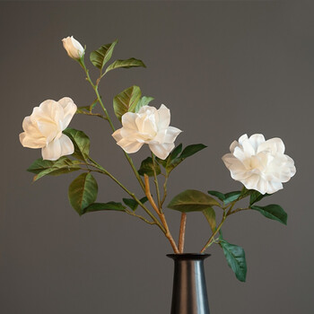 怀旧栀子花仿真花 客厅餐桌插花摆设花艺 家居装饰花假花 单支花 长85