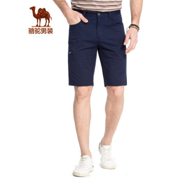 骆驼（CAMEL）男装   夏季青年直筒透气休闲短裤五分裤 蓝色 34