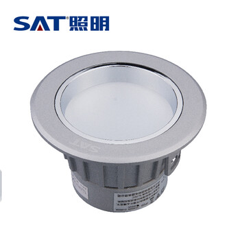 SAT照明活之彩系列一体化压铸LED筒灯过道办公室学校商场基础照明 开孔9cm 6W 凹面 银色 4000K暖白光