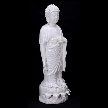 
                                        茗丰堂 14-26寸德化陶瓷阿弥陀佛像观音菩萨如来大势至菩萨西方三圣摆件 14吋阿弥陀佛玉白款                
