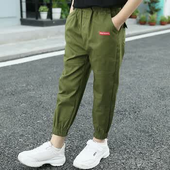 男童九分裤休闲裤夏季2018新款韩版潮流3岁5纯棉12儿童宽松裤子 绿色