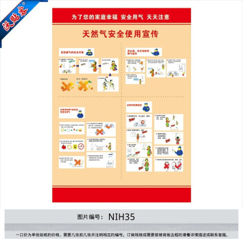 沃贴客 燃气安全宣传画制度牌挂图海报 天然气安全使用宣传栏漫画展板