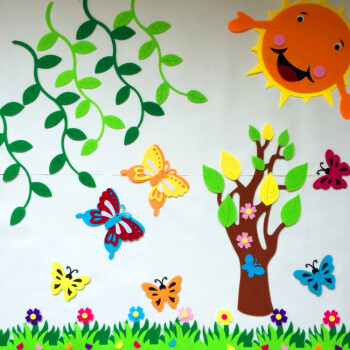 学校幼儿园墙面装饰用品教室黑板报环境布置立体柳条墙贴组合 蝴蝶