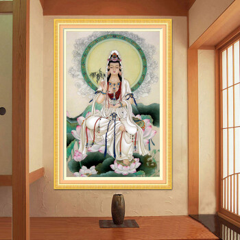 
                                        5d钻石画满钻观音菩萨钻石十字绣客厅新款玄关DIY装饰画西方三圣圆钻满钻钻石绣坐莲观音 5D炫彩实色圆钻 满钻 小版【53x84cm】                