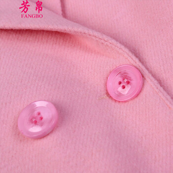 芳帛 毛呢外套女2015秋冬装新款韩版修身显瘦中长款时尚羊毛呢大衣 潮 粉红色 L