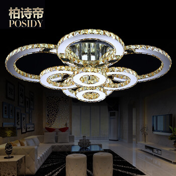 柏诗帝时尚水晶吸顶灯客厅灯餐厅灯卧室灯书房灯饰灯具LED吸顶灯简约创意水晶灯圆形水晶吸顶灯 清光色4头正白光LED
