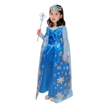 孩派COS服装 女童连衣裙 艾莎公主裙节日礼服 六一表演纱裙 冰雪奇缘 G-0221 L