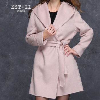 EST＋II/艺诗品牌女装2015冬季新品高端双面呢中长款女毛呢大衣EKQ8E01K72 米色