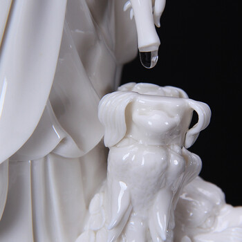 
                                        茗丰堂 15寸滴水观音菩萨佛像 供奉德化陶瓷 观世音菩萨三龙镇宅摆件                