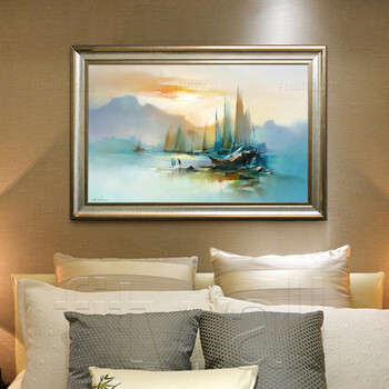 凤之舞油画现代简约客厅抽象画手绘油画家居餐厅玄关壁画酒店配画 欧式框4 75x65