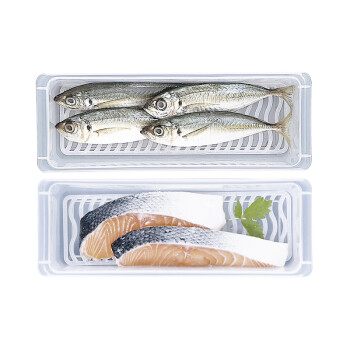 
                                                            家の物语（KATEI STORY） 日本冰箱保鲜盒塑料收纳盒食品整理盒带沥水架 三个装                