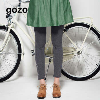 gozo  秋季新款  打底裤  清新印花由脚边蔓延  GC4A301500 深灰色 L