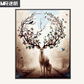 diy数字油画客厅风景抽象动物填色手工绘画油彩装饰画sn4713 母子鹿