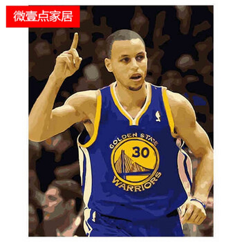 骁熊 数字油画diy nba篮球人物手绘画 詹姆斯投篮40*50 70*90 库里