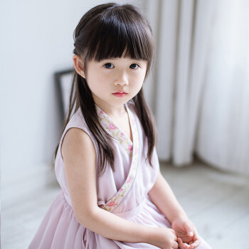 女童旗袍夏装中国风童装小女孩儿童汉服连衣裙背心裙女宝宝旗袍裙 浅