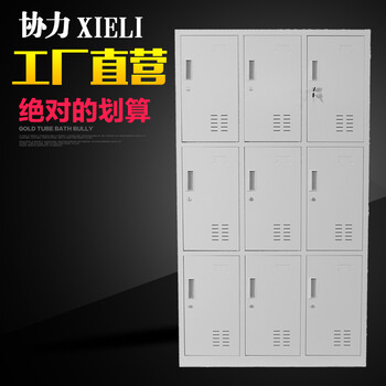 健身房更衣柜员工储物柜带锁铁皮衣柜家用不锈钢宿舍柜子寄存包柜 图