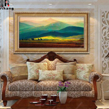 
                                        日康 巨人山风景油画 纯手绘欧式名画 走廊过道玄关山水挂画 酒店别墅有框装饰画 豪华壁画 配56271框 75*85                