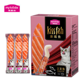 麦富迪 Myfoodie 宠物猫零食 亲嘴鱼三文鱼猫条12g*30支英短美短波斯全猫种通用流质猫鲜包零食