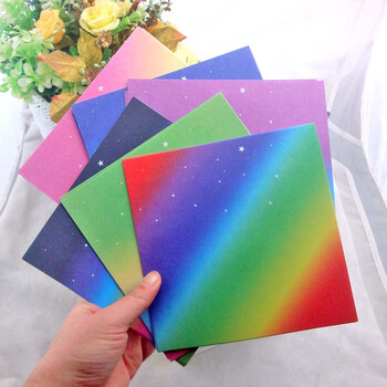 彩色图案手工纸15cm正方形折纸铁塔星空碎花印花彩纸 单面渐变15cm48