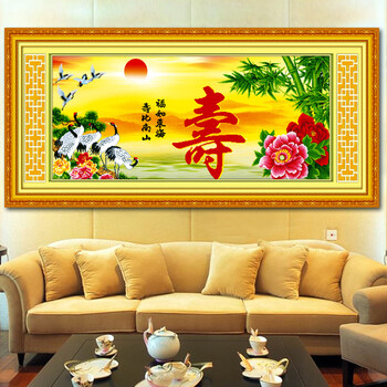 
                                        鸿胤蒙娜丽莎水钻十字绣钻石绣5D钻石画寿字系列寿图新款贴钻画水钻绣满钻客厅圆钻砖石画水晶 QT6388 长1.52米*宽0.65米                