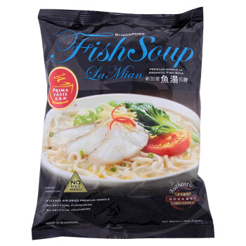 新加坡进口食品 百胜厨 非油炸方便面 鱼汤风味拉面154g