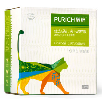 【京东超市】醇粹 宠物天然粮 优选成猫 去毛球猫粮 2kg
