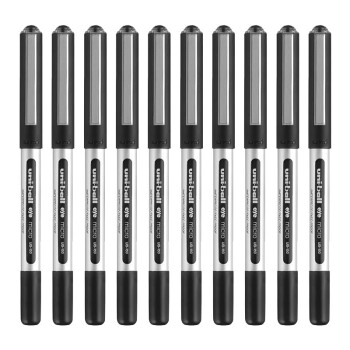 日本三菱（Uni）UB-150中性笔直液式走珠笔签字笔0.5mm耐水考试财务用笔黑色10支/盒原装进口