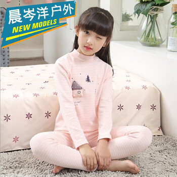2017冬季女生保暖内衣男生小学生初中生加绒加厚秋衣秋裤森林屋130喂初中套装少女动态图图片