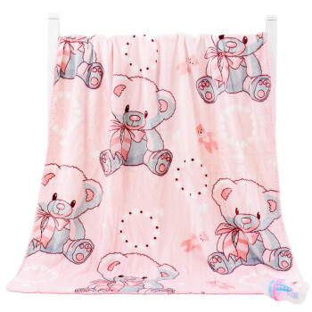 象宝宝（elepbaby）婴儿毯子 双层加厚柔软儿童毛毯云貂绒毯系列100X140CM（小熊甜甜粉色）