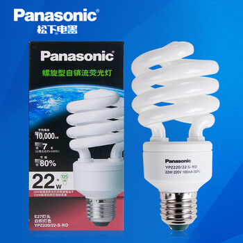 松下（Panasonic）螺旋型节能灯22W E27灯头 4只装 暖光/白炽灯色
