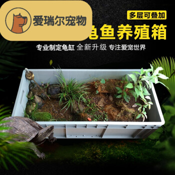 可叠加造景饲养箱乌龟箱大中小龟缸养鱼箱加厚物流周转箱 60x40x28cm