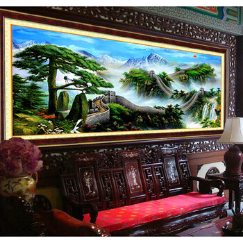 
                                        世轩 十字绣精准印花 十字绣迎客松 新款十字绣客厅大画 山水画长城版 长城版11CT棉线1.96米                