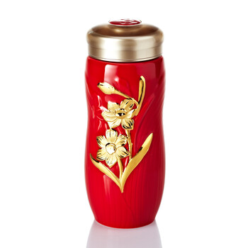 
                                        乾唐轩活瓷杯 礼品养生杯 茶具茶杯 鎏金流金岁月随身杯陶瓷养生水杯 海碧釉彩绘                
