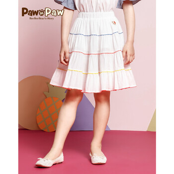paw in paw pawinpaw宝英宝卡通小熊童装2017年夏季款女童彩条半身裙