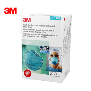 美国3M 1860s N95 小号款防护口罩 专业防雾霾PM2.5防尘 20只盒 原装整盒1860S口罩20个