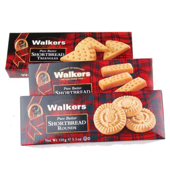 walkers 沃尔克斯黄油酥饼干三角 指形 圆形混装150g*3 英国进口