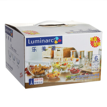 
                                        
                                                            乐美雅 Luminarc 无铅钢化玻璃沙拉碗 耐热果盘甜品色拉碗6件套 阿尔卡德E9986                
