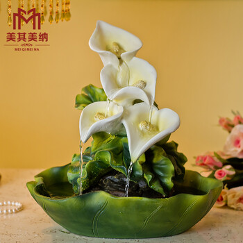 
                                        美其美纳摆件欧式风水轮假山喷泉流水摆件加湿器结婚礼物家居饰品                