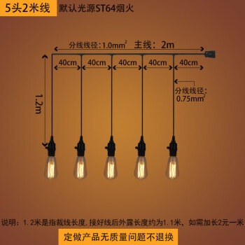 竹 爱迪生复古吊线灯泡串联组合舞台晚会酒吧宿舍带电线插头灯串吊灯